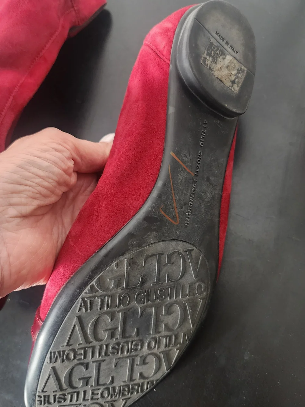 AGL Burgundy Suede & Patent Leather Ballet Flats